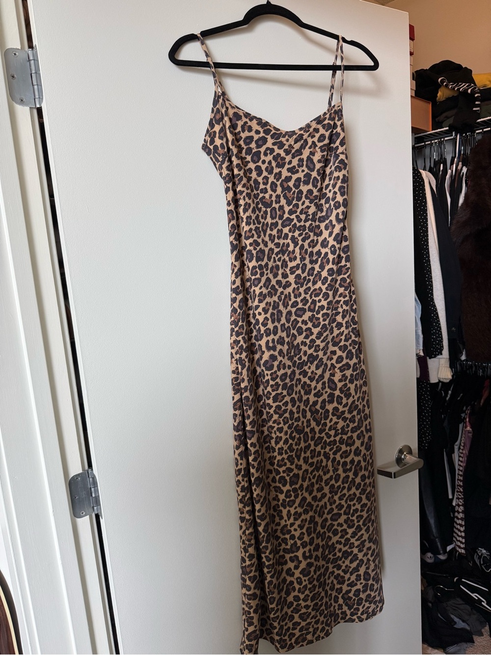Abercrombie & Fitch Leopard Print Slip Maxi Dress - Tan & Black